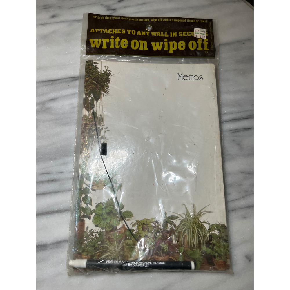 VTG 70s 80s  Write On Wipe Off Memo Board Houseplants Botanical Retro NIP